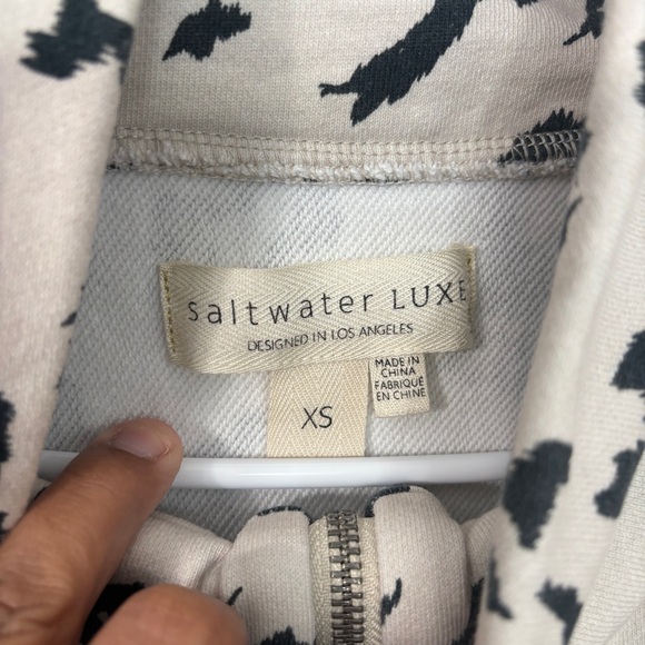 Saltwater Luxe Mock Neck Full Zip Long Sleeve Animal Print Size XS Cropped - Picture 5 of 8